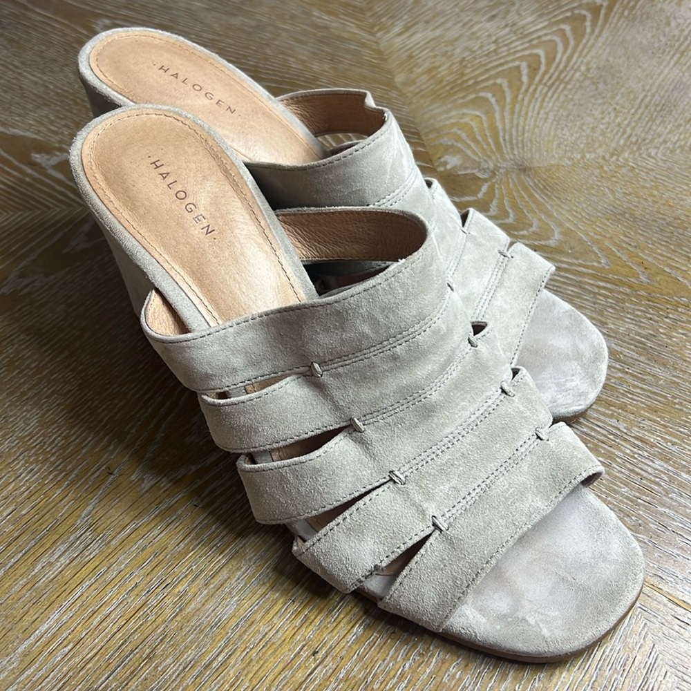 HALOGEN Grey Suede Sandal 8